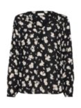 KAFFE Amber Floral Top, Black/White