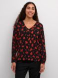 KAFFE Amber Floral Top, Black/Red