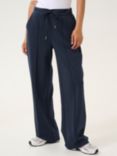 KAFFE Jenny Wide Leg Tie Waist Trousers, Midnight Marine