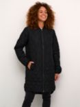 KAFFE Shalli Quilted Longline Coat, Deep Black