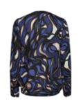 KAFFE Ditte Abstract Elastic Hem Top, Navy/Multi