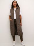 KAFFE Severina Long Line Quilted Gilet, Major Brown