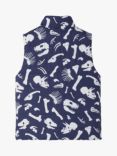 Hatley Kids' Dino Fossils Print Reversible Quilted Gilet, Patriot Blue