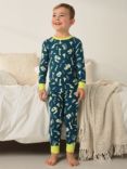 Hatley Kids' Dino Fossils Print Organic Cotton Blend Pyjamas, Moroccan Blue