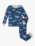 Hatley Kids' Imagine Dinos Organic Cotton Pyjamas, Patriot Blue