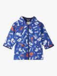 Hatley Kids' Dino Fossils Print Colour Changing Waterproof Rain Jacket, Surf The Web