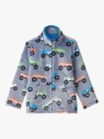 Hatley Kids' Monster Trucks Print Fuzzy Fleece Jacket, Folkstone Gray