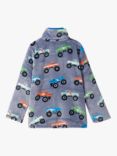 Hatley Kids' Monster Trucks Print Fuzzy Fleece Jacket, Folkstone Gray