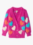 Hatley Kids' Jumbo Heart Print Boucle Cardigan, Rose Violet