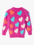 Hatley Kids' Jumbo Heart Print Boucle Cardigan, Rose Violet