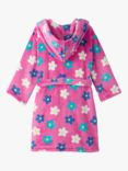 Hatley Kids' Flower Fleece Dressing Gown, Phlox Pink