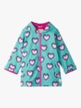 Hatley Kids' Hearts Colour Changing Waterproof Rain Jacket, Blue Turquoise