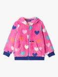 Hatley Kids' Heart Print Fuzzy Fleece Jacket, Rose Violet