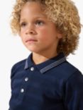 Angel & Rocket Kids' Caleb Cotton Textured Stripe Polo Top, Blue