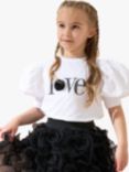 Angel & Rocket Heidi Love Puff Sleeve T-Shirt, White/Black