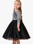 Angel & Rocket Kids' Stripe & Mesh Midi Dress, Black