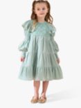 Angel & Rocket Kids' Velvet Tiered Dress, Green