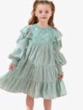 Angel & Rocket Kids' Velvet Tiered Dress, Green