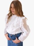 Angel & Rocket Kids' Lacey Embroidered Frill Blouse, White