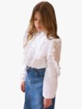 Angel & Rocket Kids' Lacey Embroidered Frill Blouse, White