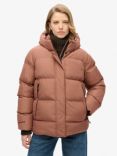 Superdry Hooded Five Baffle Sports Puffer Jacket, Nutmeg Spice Brown