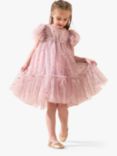 Angel & Rocket Kids' Star Print Tiered Party Dress, Pink