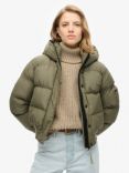 Superdry Hooded Sports Puffer Bomber Jacket, Dusty Olive Green