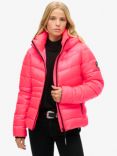 Superdry Hooded Fuji Quilted Padded Jacket, Hyper Fire Pink