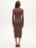 Superdry Ruched Long Sleeve Midi Dress, Chocolate Brown