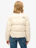 Superdry Sports Puffer Cropped Jacket, Black, Off White