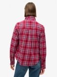 Superdry Lumberjack Check Flannel Organic Cotton Shirt, Berry Red/Multi