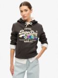 Superdry Vintage Logo Floral Hoodie, Bison Black