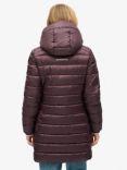 Superdry Fuji Mid Length Padded Hooded Coat, Aubergine Purple