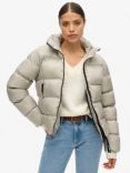 Superdry Hooded Sports Luxe Puffer Jacket, Oyster Cream Sheen