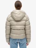 Superdry Hooded Sports Luxe Puffer Jacket, Oyster Cream Sheen