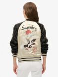 Superdry Sukajan Embroidered Bomber Jacket, Sandshell Beige/Multi