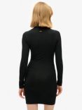 Superdry Long Sleeve High Neck Mini Dress, Black