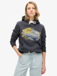 Superdry Tokyo Vintage Logo Graphic Hoodie, Ebony