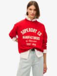 Superdry Workwear Embroidered Loose Crew Neck Jumper, Varsity Red