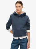 Superdry Essential Logo Half Brushed Hoodie, Richest Navy