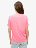 Superdry Metallic Embellished Venue Relaxed T-Shirt, White/Black, Punk Pink