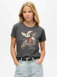 Superdry Suika Embroidered Fitted T-Shirt, Ebony