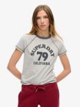 Superdry Athletic Essential Raglan Graphic T-Shirt, Grey Marl