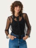 Part Two Marikke Polka Dot Sheer Top, Black