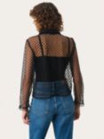 Part Two Marikke Polka Dot Sheer Top, Black