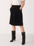 Part Two Palina Button Corduroy Skirt, Black