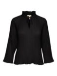 Part Two Myra Pleated Mandarin Collar Top, Black