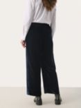 Part Two Lorine Wide Leg Cropped Velvet Trousers, Navy Blazer