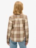 Superdry Lumberjack Check Flannel Organic Cotton Shirt, Beige/Cream Check