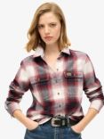 Superdry Lumberjack Check Flannel Organic Cotton Shirt, Red/Ivory Check